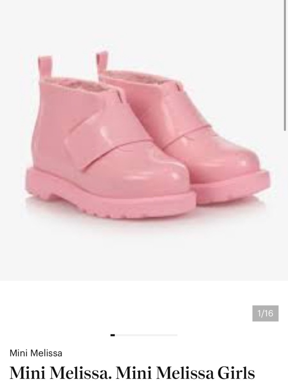 Mini Melissa Pink Glossy Ankle Boots